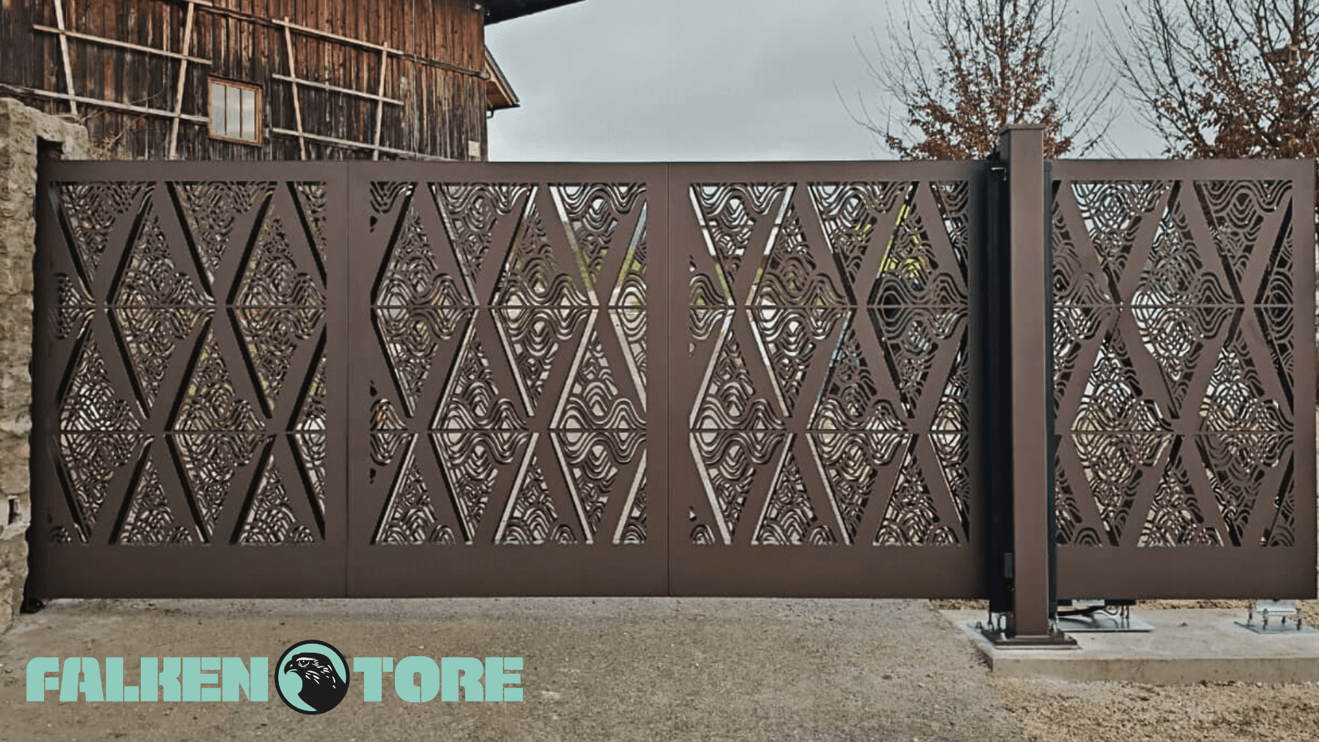 Designschiebetor mit Antrieb aus Aluminium